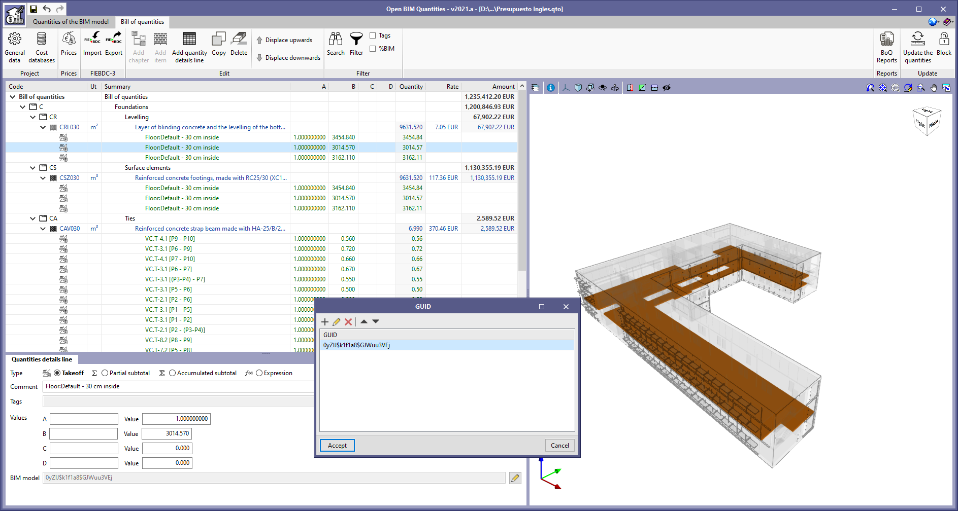 Relationship with the components of the BIM model